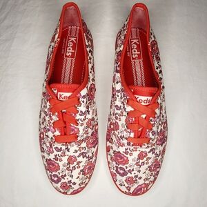 Keds Women's Floral Sneakers - Red and White